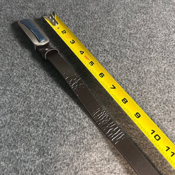 Coldwater Creek Slim Brown Genuine Leather Belt Blue Clip Buckle Women's Size L - Picture 2 of 11